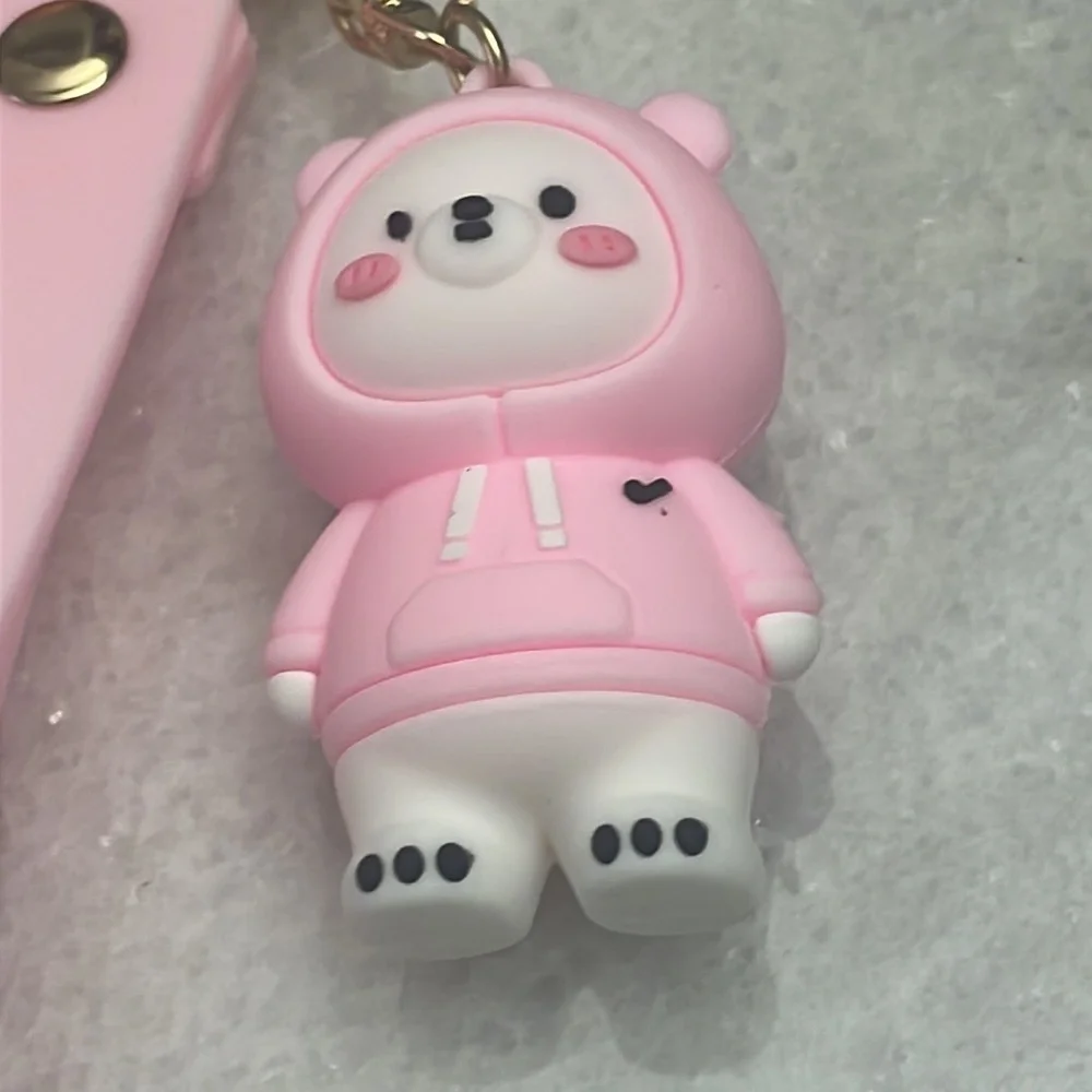 Key chain cartoon cute pink bear key chain pendant car backpack doll